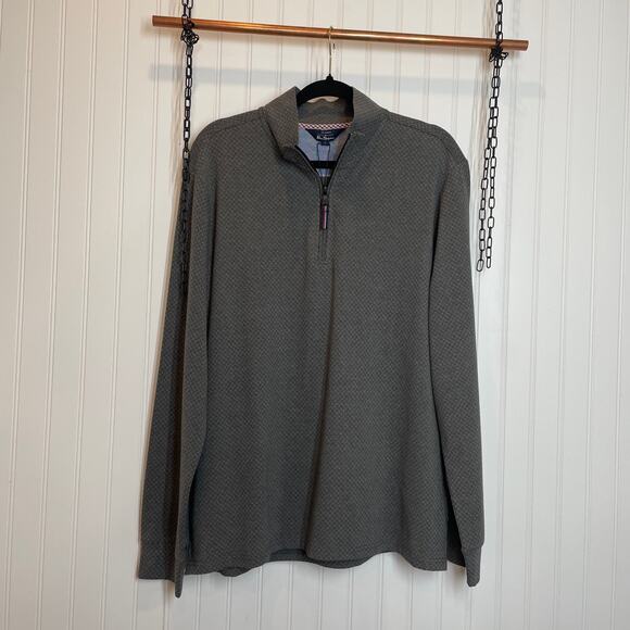 NWT Ben Sherman Mens Charcoal Heather Quarter Zip Mock Neck Sweatshirt Size L - Picture 1 of 8